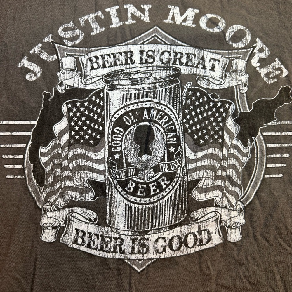 Justin Moore Beer Is Great Beer Is Good Country Music T Shirt Cotton Size Small